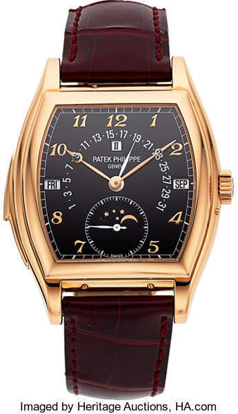 Sold at Auction: PATEK PHILIPPE, PATEK PHILIPPE A burgundy leather